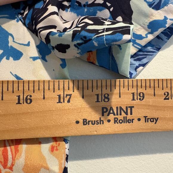 J Crew Dress Women 0 Blue Green Orange Floral Short Sleeve Lined Brunch Cocktail - Picture 8 of 11